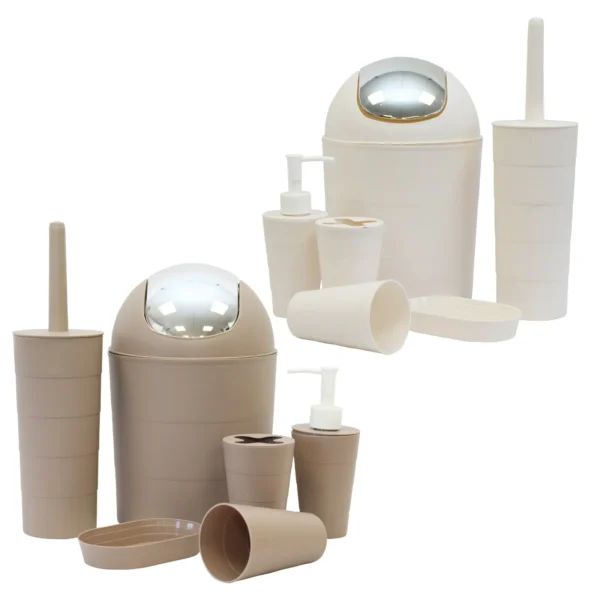 6 in 1 Bathroom Toiletries Set Brown